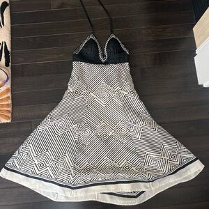 Black & White Geometric Halter Dress
